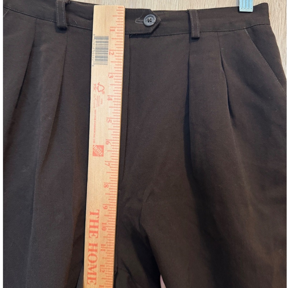 Lauren Ralph Lauren Chocolate Brown 100% Wool Pleated Pants 8 Petite High Rise - Picture 9 of 11